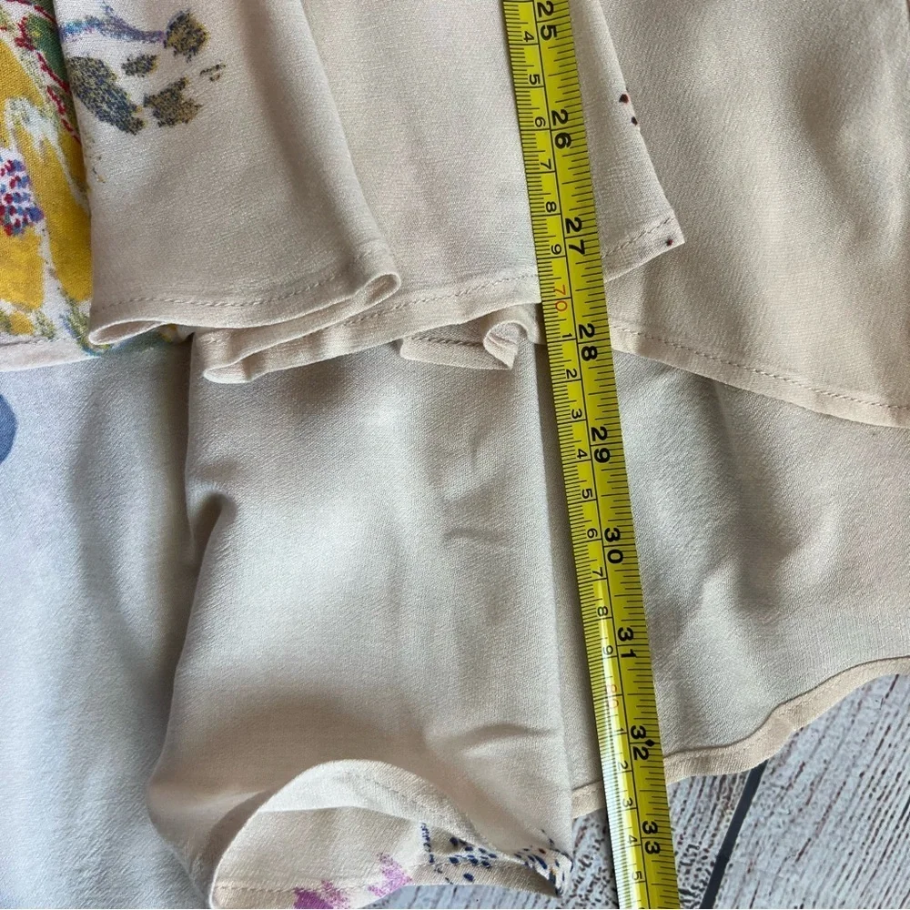 FREE PEOPLE Hi Lo Tunic Field of Butterflies Blouse Top Small XS